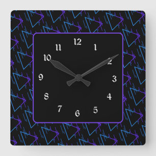 Retro Neon Geometric Muster 2 Quadratische Wanduhr