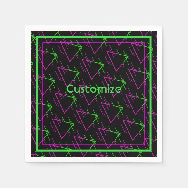 Retro Neon Geometric Muster Serviette (Vorderseite)
