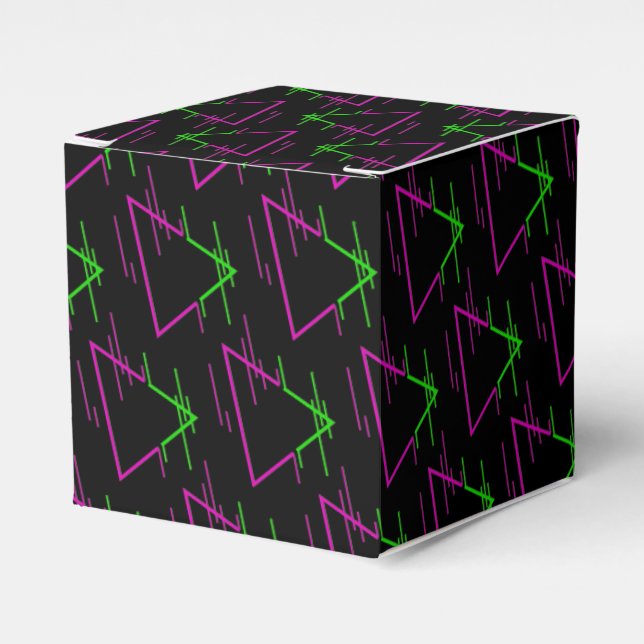 Retro Neon Geometric Pattern Cube Geschenkschachtel (Vorderseite)