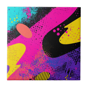 Retro-Neon-Hot-Pink-Cyan-Abstrakte-Pop-Art Fliese