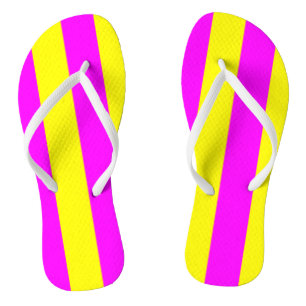 Retro Neon Hot Pink und Gelb Flip Flops