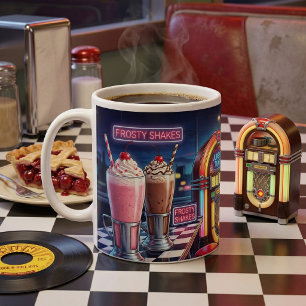 Retro-Neon im Stil der 1950er Jahre Diner Kaffeetasse