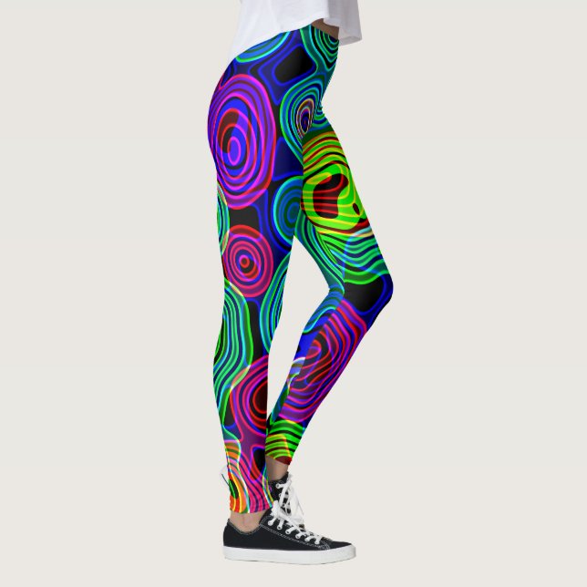 Retro Neon Liquid Dizzy Disco Lines  Leggings (Rechts)