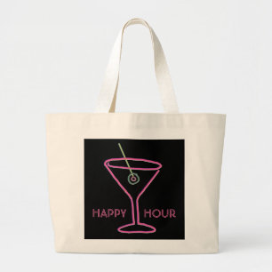 Retro-Neon-Martini-Happy-Hour-Tasche Jumbo Stoffbeutel