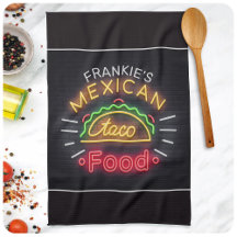Retro Neon Mexican Food Taco Personalisiert Diner