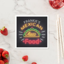 Retro Neon Mexican Food Taco Personalisiert Diner