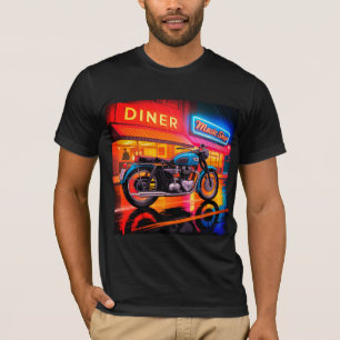 Retro-Neon-Motorrad — Cafe-Racer-Herren T-Shirt
