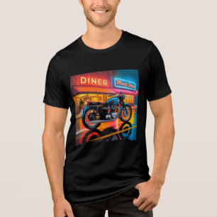 Retro-Neon-Motorrad — Cafe Racer Herren Tri-Blend Shirt