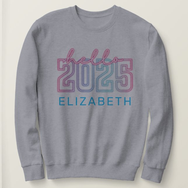 Retro Neon Neujahr 2025 Vibes Gray Sweatshirt (Design vorne)