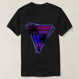 Retro-Neon-Palmen-Dreieck T-Shirt