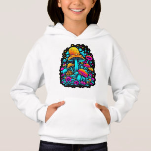 Retro-Neon-Pilze und Blume Hoodie