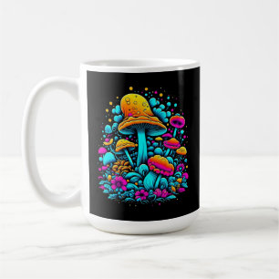 Retro-Neon-Pilze und Blume Kaffeetasse