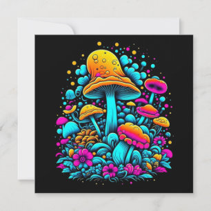 Retro-Neon-Pilze und -Blumen Ai-Kunst
