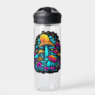 Retro-Neon-Pilze und -Blumen Trinkflasche