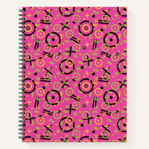 Retro Neon Pink Doodle Muster der 80er/90er Jahre Notizbuch