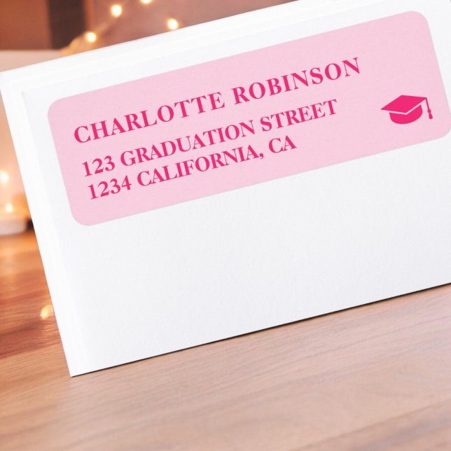 Retro-Neon-Pink-Pastell-Abschluss (Retro neon pink pastel graduation label)
