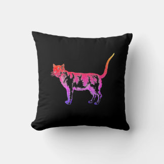 Retro Neon Pop Art Cat Kissen