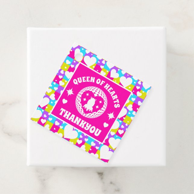 Retro Neon Queen of Hearts Geburtstag Geschenkanhänger (Beispiel)