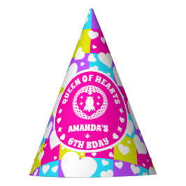 Retro Neon Queen of Hearts Geburtstag Partyhütchen