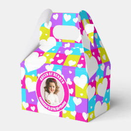 Retro Neon Queen of Hearts Geburtstagsparty Foto Geschenkschachtel