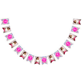 Retro Neon Queen of Hearts Geburtstagsparty Foto Wimpelkette