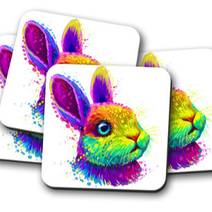 Retro Neon Rabbit Animal Kaninchen-Untersetzer-S Getränkeuntersetzer