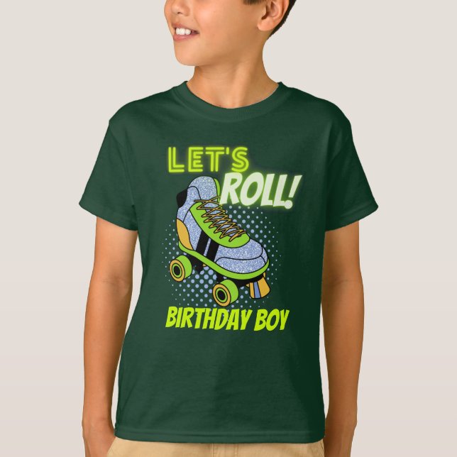 Retro Neon Roller Skaten Lasse Roll Birthday Boy T-Shirt (Vorderseite)