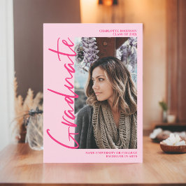 Retro-Neon-Rosa-Foto-Script-Abschluss Ankündigung