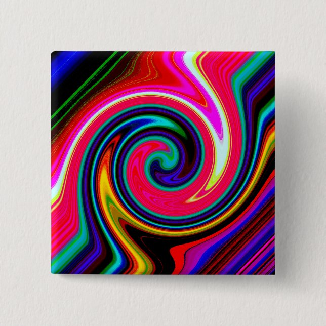 Retro Neon Rot drehen Button (Vorderseite)