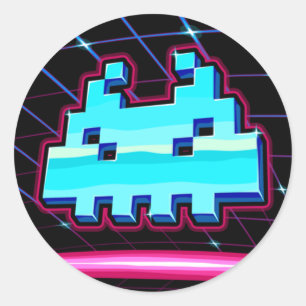 Retro Neon Runder Aufkleber
