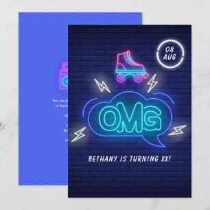 Retro-Neon-Schilder Geburtstag Einladung