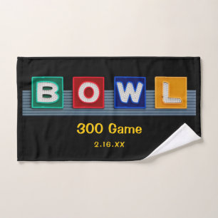 Retro Neon Sign 300 Spiel, Bowling Handtuch
