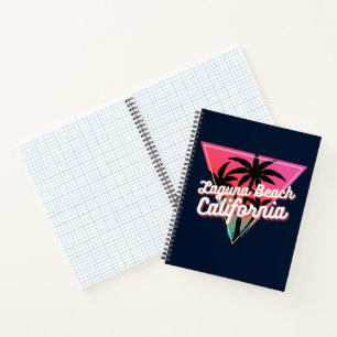 Retro-Neon-Sonnenuntergang-Palmwedel Laguna Beach Notizbuch