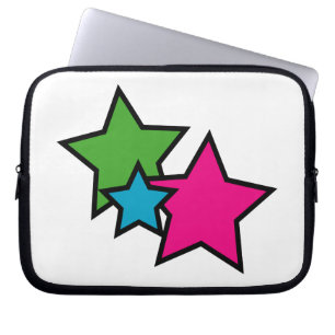 Retro-Neon-Sterne Grafik Y2K Laptopschutzhülle