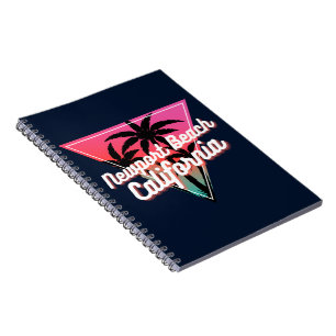 Retro Neon Sunset Palm Trees Newport Beach Notizblock