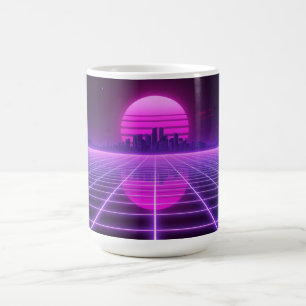 Retro-Neon-Synthwave-Unendlichkeit-Gitter-Ästhetik Kaffeetasse