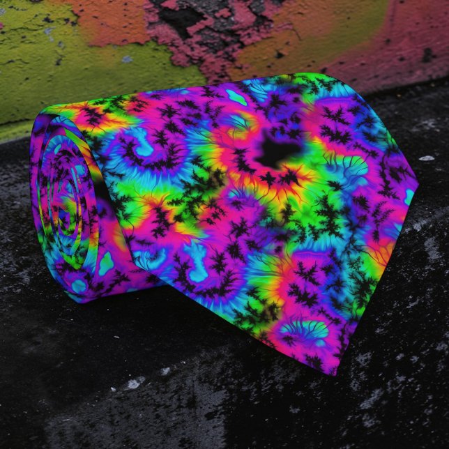 Retro Neon Tie-Dye Custom Necktie Krawatte (Von Creator hochgeladen)