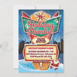 Retro Neon Unterschreiben Weihnachts-Einladung Einladung