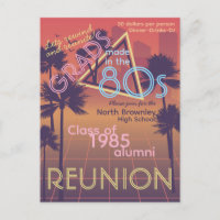Retro-Neonfarbene Einladungskarte für das Klassent