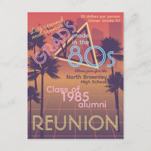 Retro-Neonfarbene Einladungskarte für das Klassent