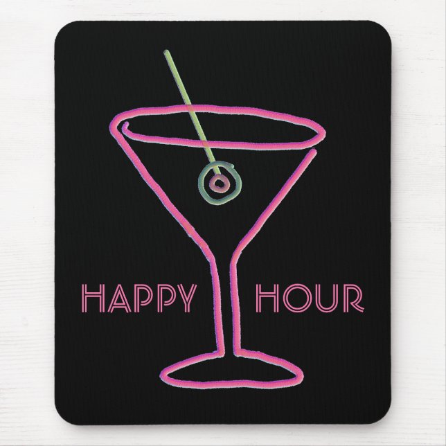 Retro Neonglückliche Stunde Mousepad martinis (Vorne)