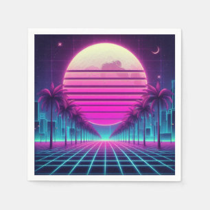 Retro, Neonmoon/Palmen im 80er Serviette