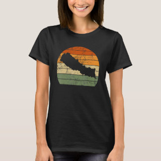 Retro Nepal Karte Tag der Sunset-Verfassung T-Shirt