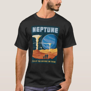 Retro Neptune Blick auf Geysers auf Triton Space T-Shirt