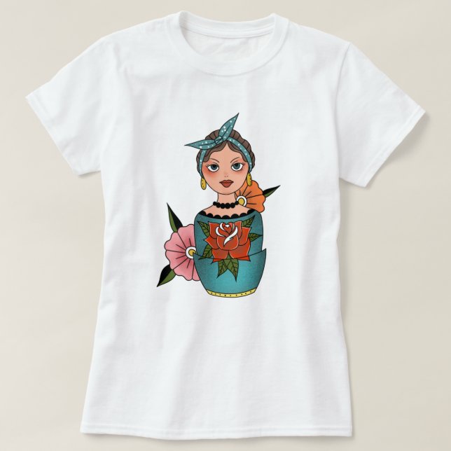 Retro Nest Puppe Tattoo T-Shirt (Design vorne)