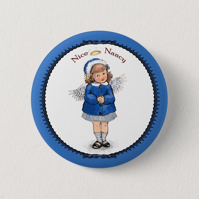 Retro nette Nancy Button (Vorderseite)