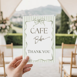 Retro Neutral Bow Cafe Bebe Coffee Baby Shower Dankeskarte