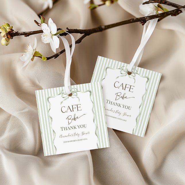 Retro Neutral Bow Cafe Bebe Coffee Baby Shower Geschenkanhänger (Von Creator hochgeladen)
