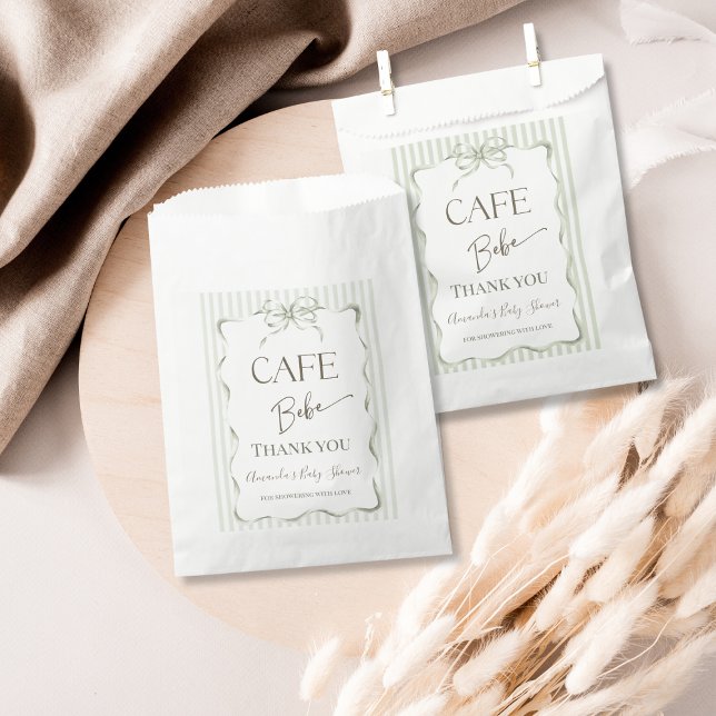Retro Neutral Bow Cafe Bebe Coffee Baby Shower Geschenktütchen (Von Creator hochgeladen)