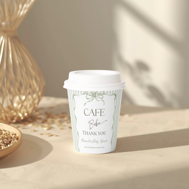 Retro Neutral Bow Cafe Bebe Coffee Baby Shower Pappbecher (Von Creator hochgeladen)